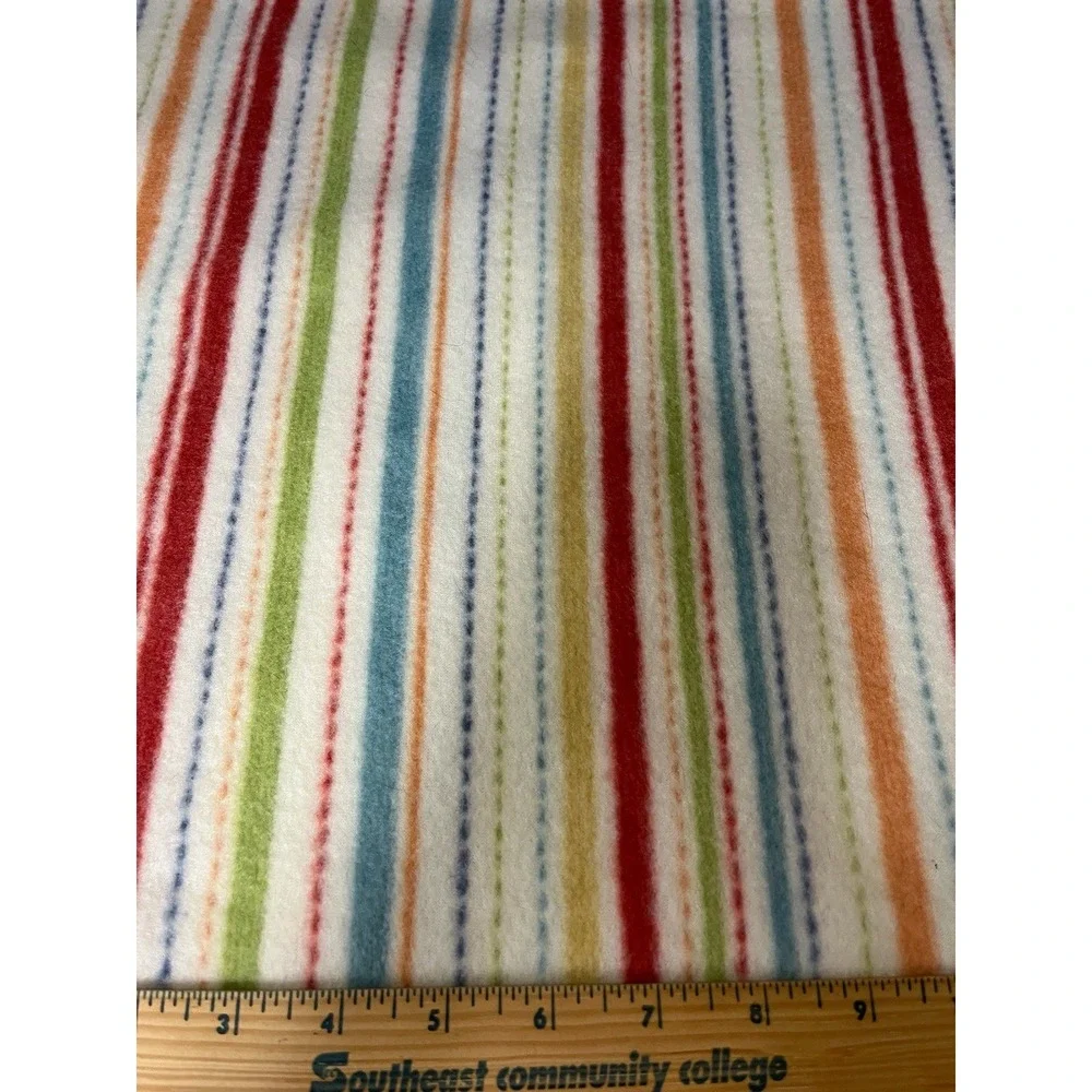 Quilt Craft Sewing Material Fleece Fabric Multicolor Stripe Blue Red Green White